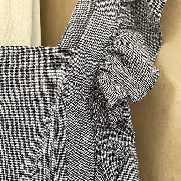 NWT Loft Checked Ruffle Cutout Back Midi Dress - Picture 6 of 11